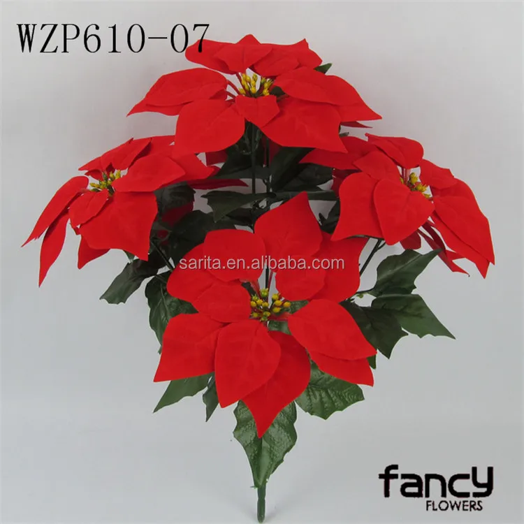 factory wholesale single stem christmas artificial poinsettia flower