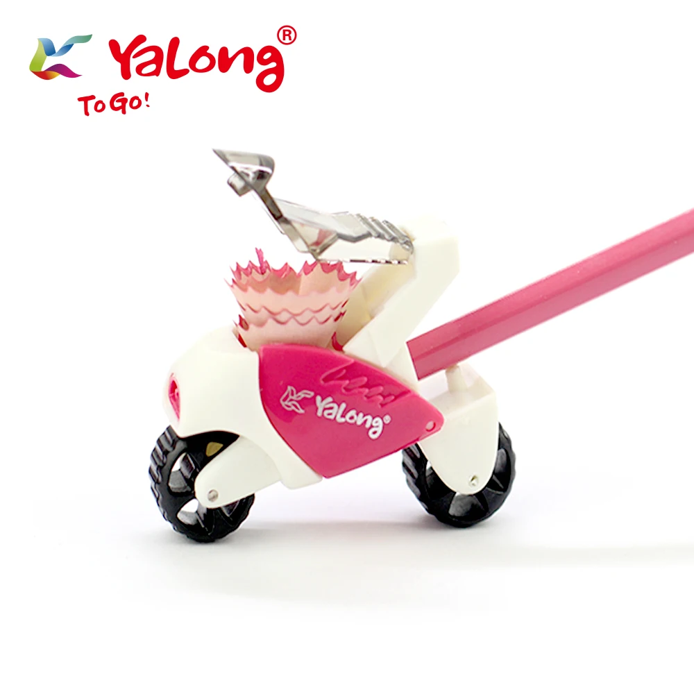 Yalong  motorcycle design pencil sharpener ABS&alloy steel material blister packaging pencil sharpener for students