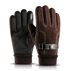 New men real pigskin winter snowboard top gloves men thermal gloves with fur
