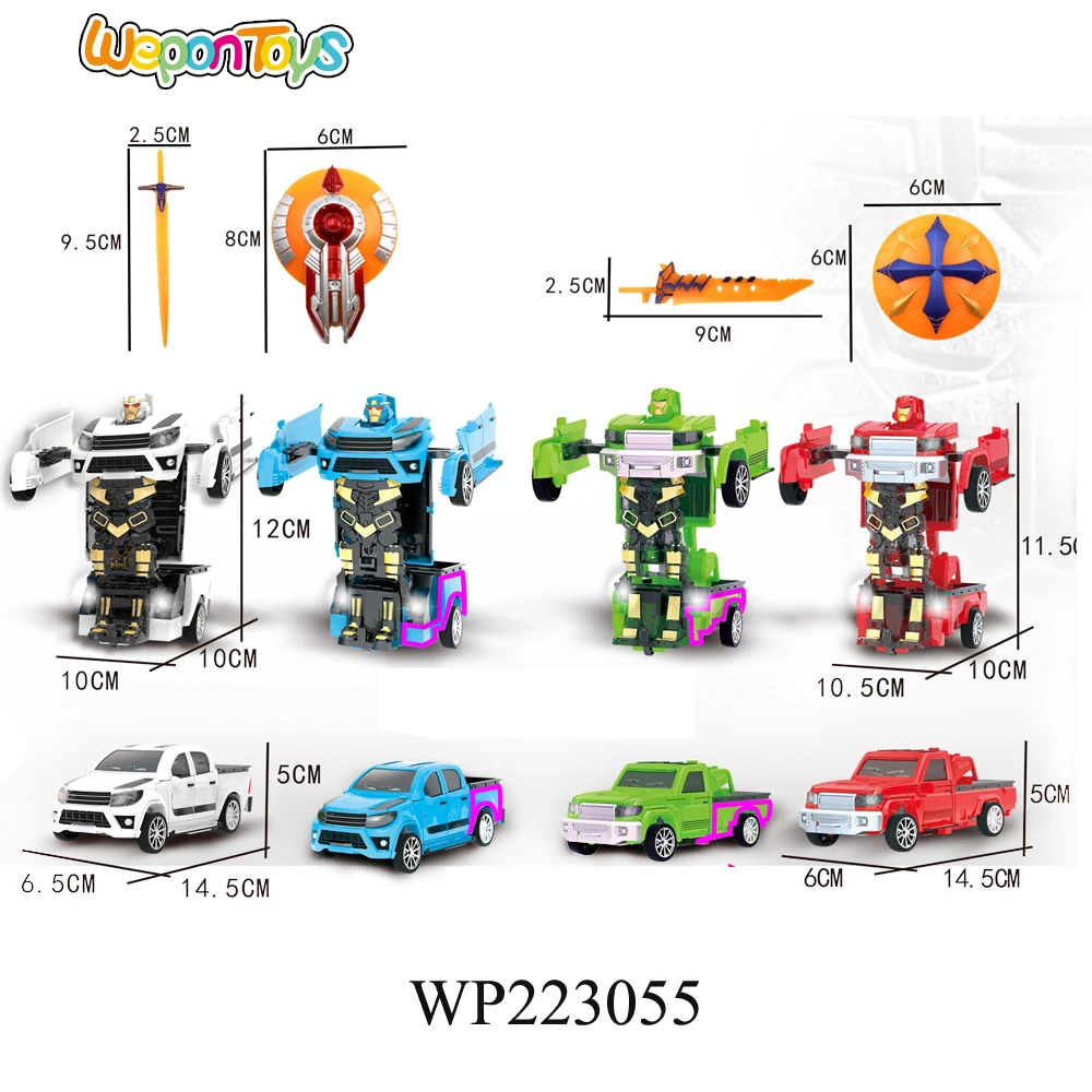 wholesale intelligent collision transform robot with music and light mini metal transform robot car