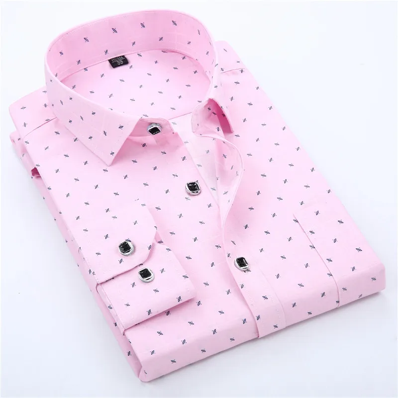 Классические Мужские приталенные модные рубашки с длинным рукавом и принтом для весны и осени
