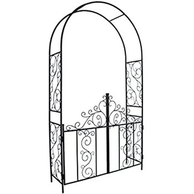 
Unique vintage economical type wrought iron metal wedding garden arch with gate for plants climbing 