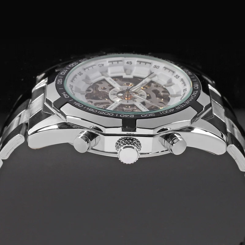 T-winner Skeleton Automatic Mechanical Stainless Steel Bracelet Watches For Men Sales Online