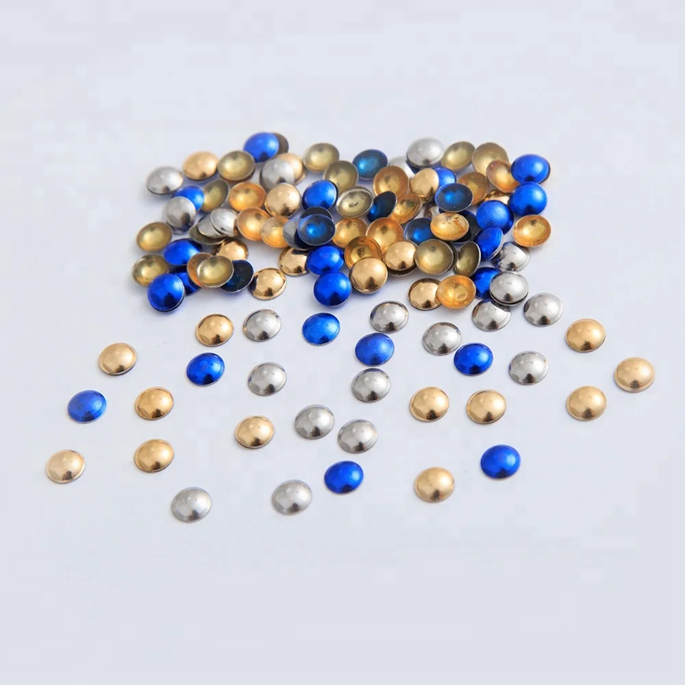 From 2MM To 8MM wholesale Silver Color Hot Fix Half Round Aluminium Dome Studs Iron On Transfer Material Metal Studs