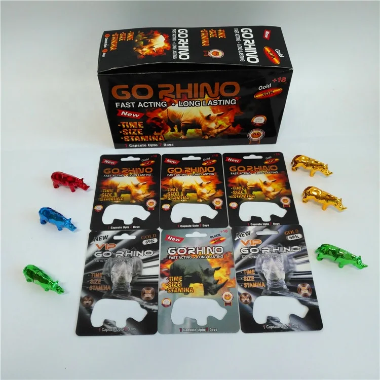 Plastic pill bottle capsule male enhancement pill package 3D card boxes Go Rhino Gold 3D blister card complete set