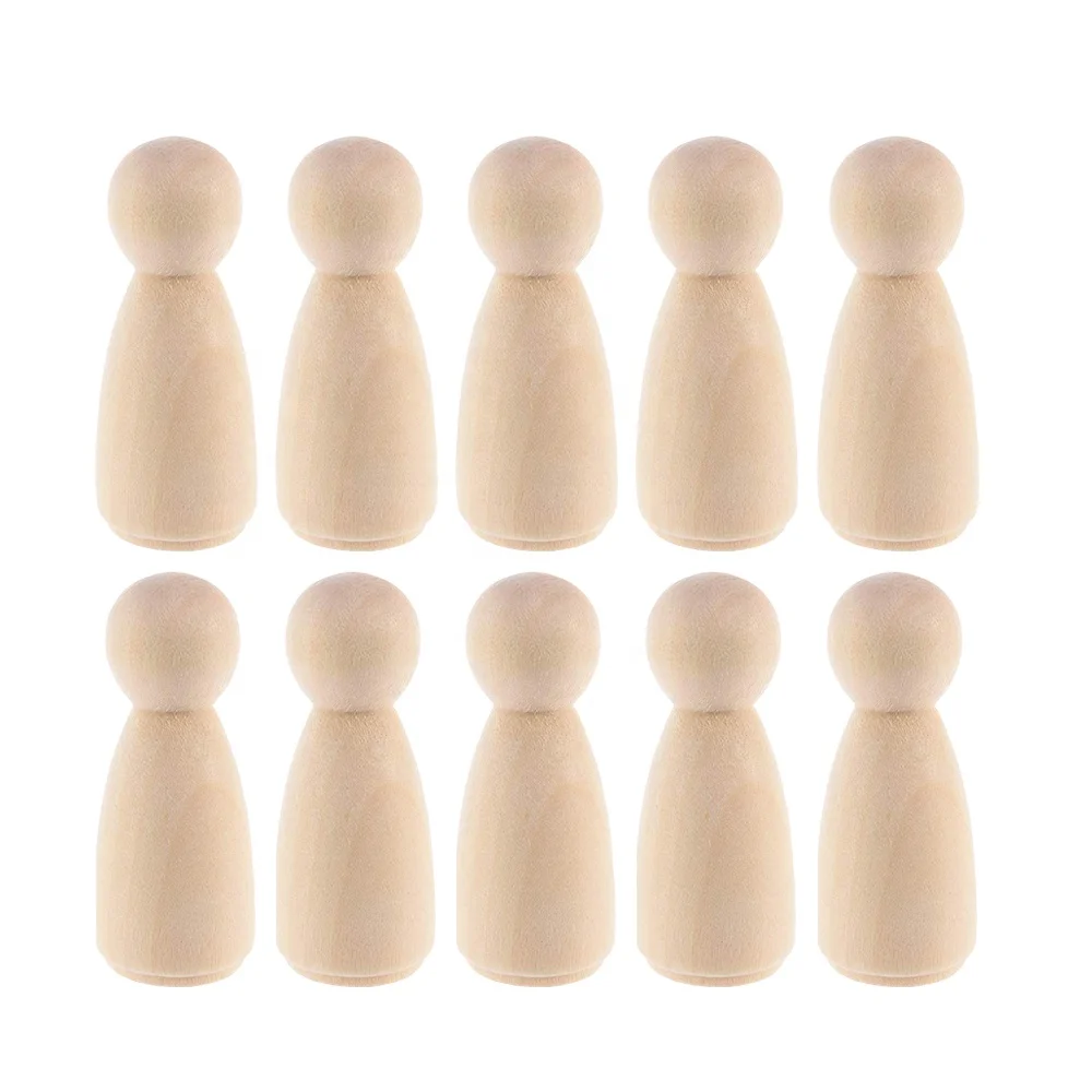 DIY craft unpainted custom natural wood Paint Set Unfinished Peg Doll