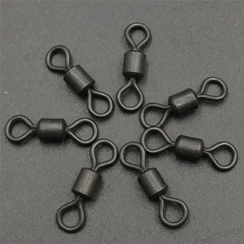 carp fishing accessories size 8 Rolling swivels matte black color for hook rigs