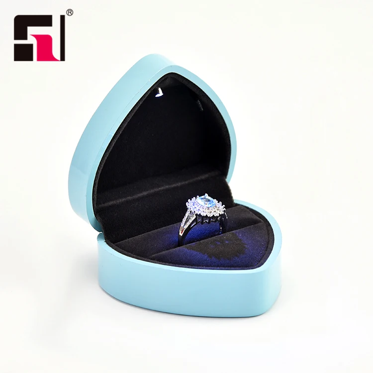 Custom heart shaped ring packaging box, fashion led light jewelry box
