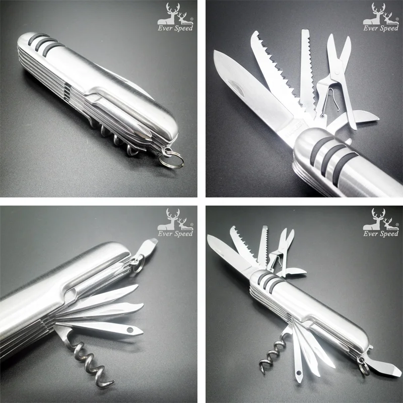 Swiss style Stainless steel folding multifunctional camping knife