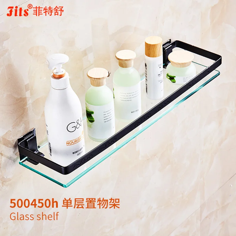 Aluminum Wall-mounted Glass Bathroom Shelf