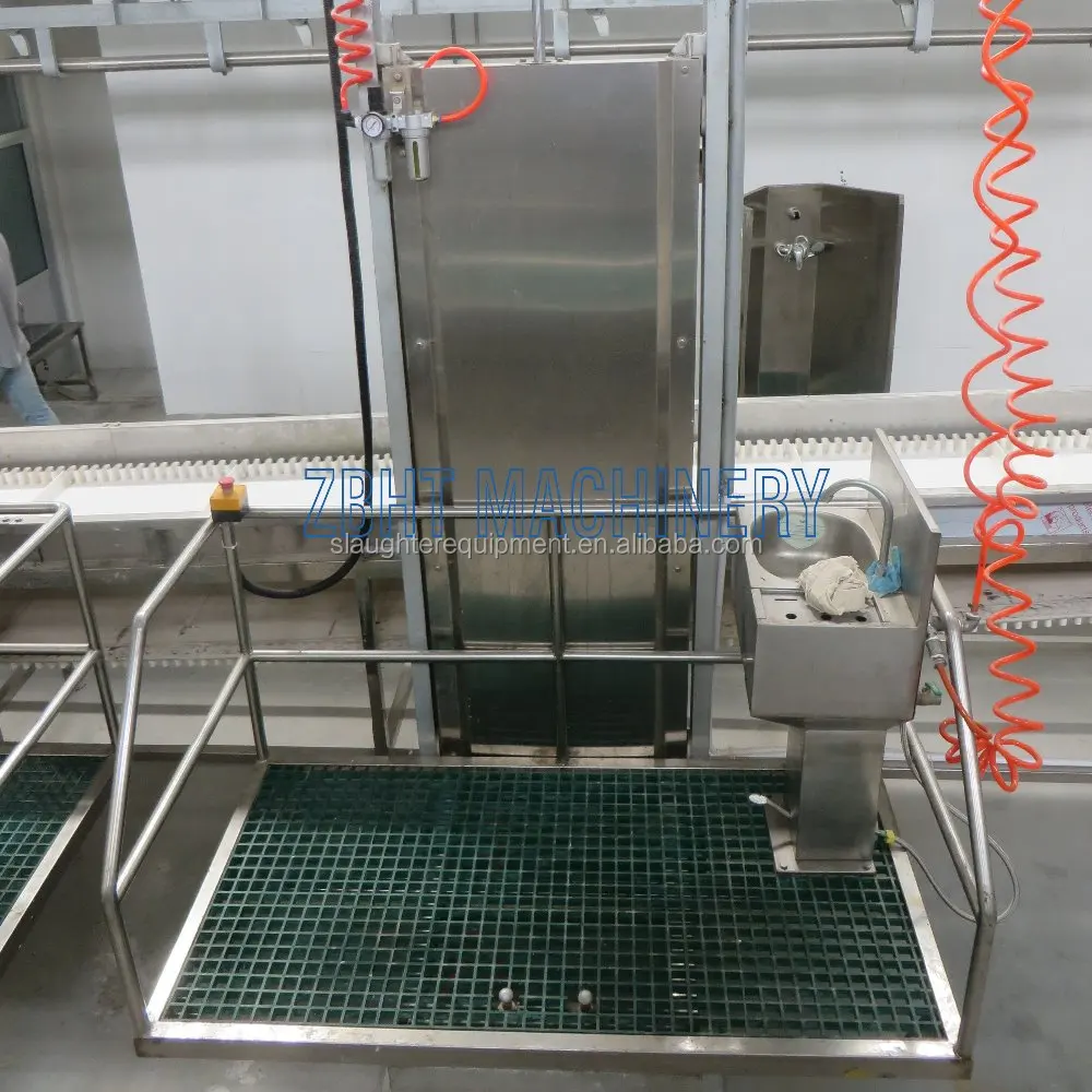 slaughterhouse double pole elevating stand for beef meat processing plant