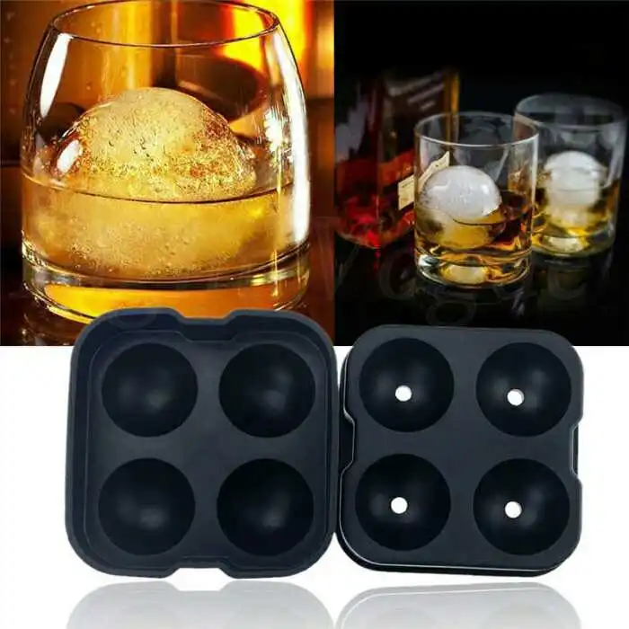 100% food grade Food Grade approved Silicone sphere ice ball maker mould,silicone  ice ball tray with 4 cavities