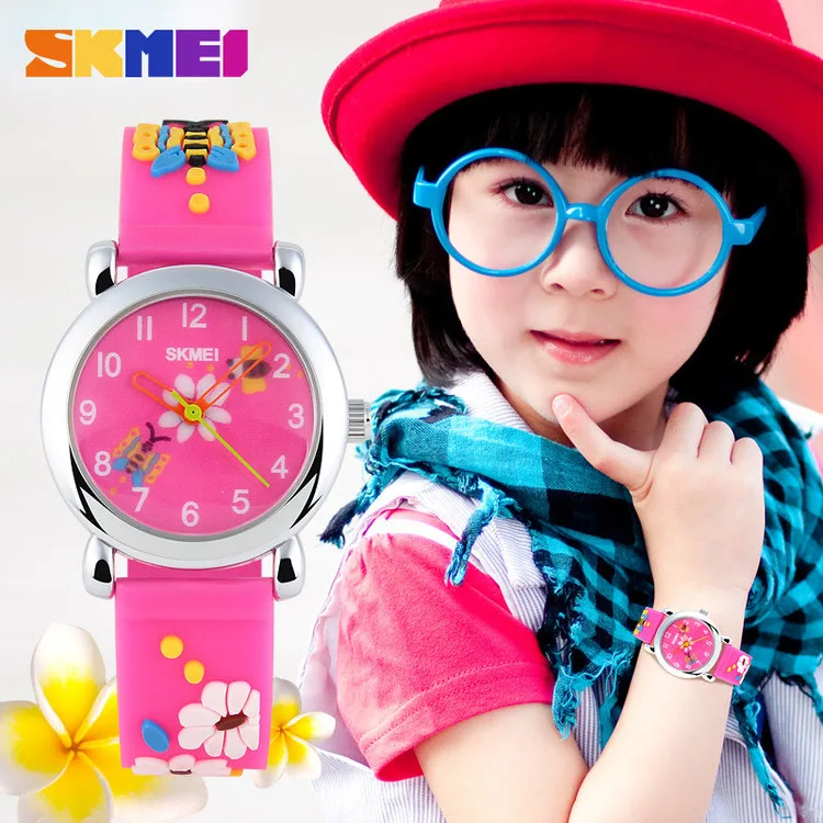 SKMEI Trendy Kids Gifts With Silicone Strap 3D Pattern Box Timepieces Watch for Kids In Alibaba