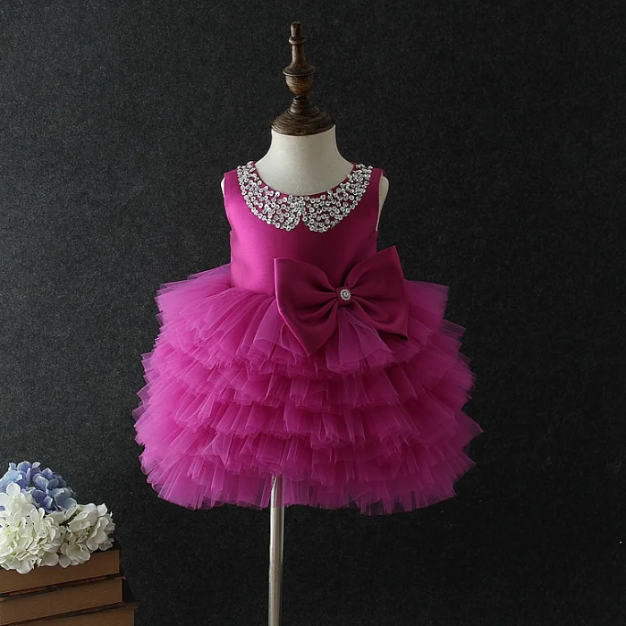 
YY10485G Wholesale high quality best price sleeveless 1-5 years old baby spanish flower girl tulle dress 