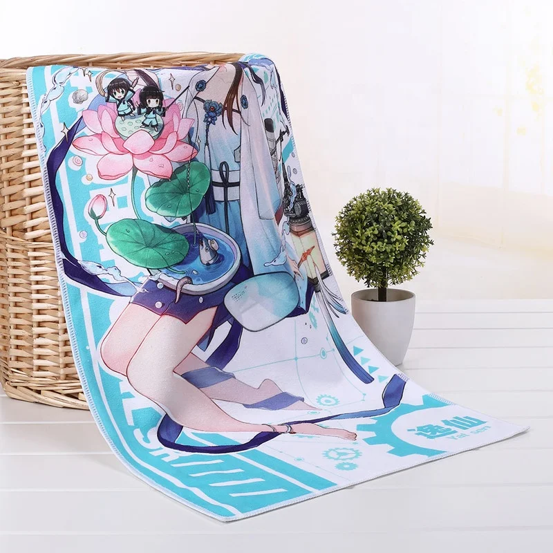 Personalized fashion custom printed super absorption  microfiber cartoon anime bath towel party favor