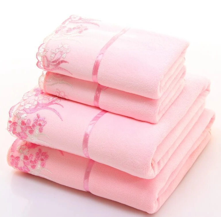 microfiber custom logo lace ribbon velour face towel