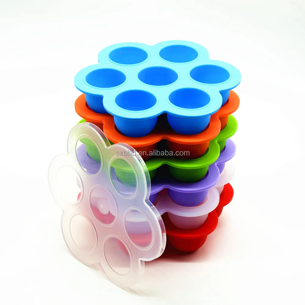 Silicone Storage Container and Baby Food Freezer Tray with Lid , Silicone Egg Bites Molds for Pot
