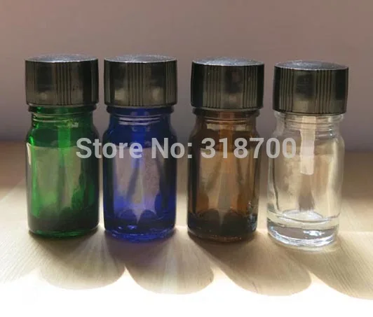 200pcs lot 5ml Empty Nail polish Bottle 5cc Blue green clear amber glass bottle with lined