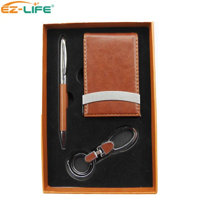 Business Gift Key Chain Custom Logo Name Card Box Metal Pen With Ballpoint