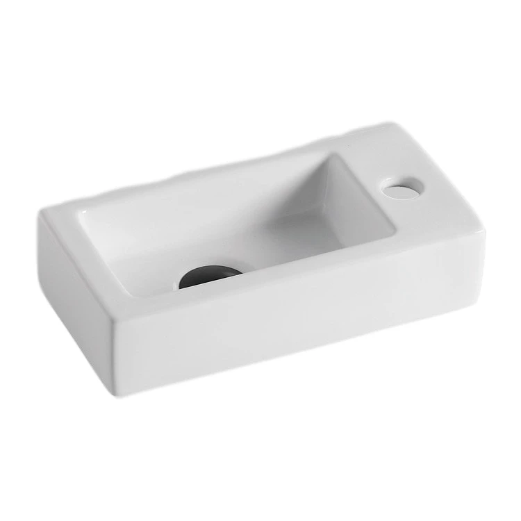 Modern design small white glazed rectangle single hole wall hung basin bathroom hand sinks for factory