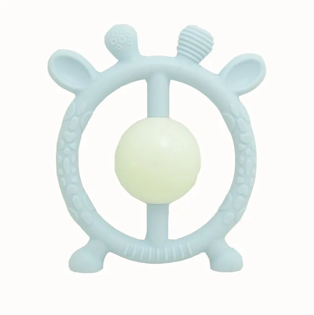 Silicone Teethers Giraffe Baby Teething Rattles Ring BPA Free Food Grade Silicone Chew Baby Teething Teeth Gift Toys