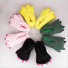 Free Shipping 2014 Funny Animal Paw Slippers Cute Monster Claw Slippers Cartoon Slipper Warm Soft Plush Winter Indoor Shoes