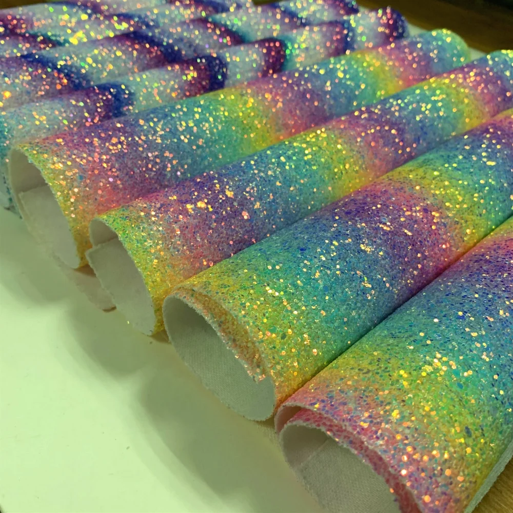 2019 wholesale glitter fabric sheet with rainbow glitter fabric for crafts