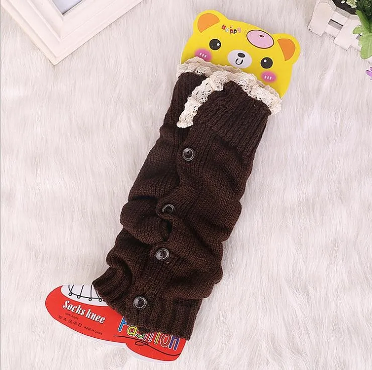 Однотонные гольфы, оптовая продажа, Детские гетры с кружевом и пуговицами