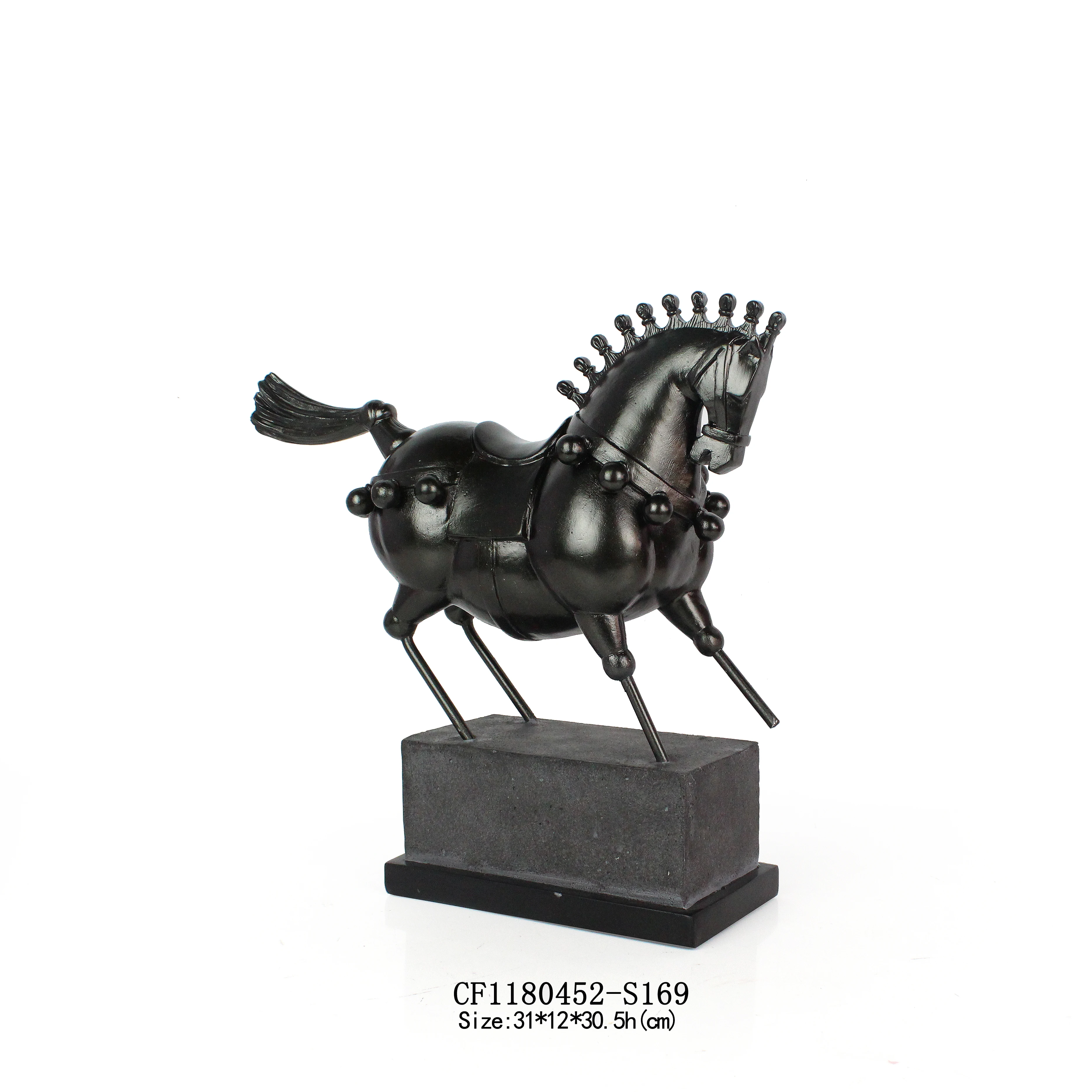 Resin Black Roman Soldier Riding Horse Figure Model Home Decor Ornaments