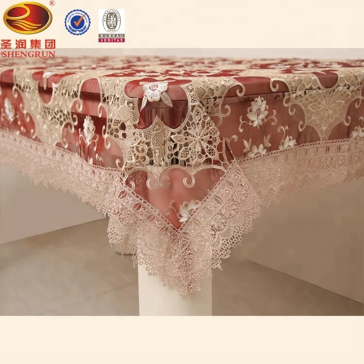 Beautiful new design lace table cloth with the organza