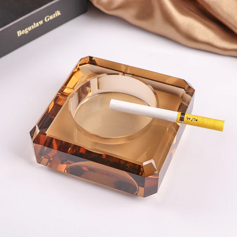 Оптовая продажа, различные виды, индивидуальные квадратные стеклянные пепельницы с принтом, хрустальные сувенирные комнатные пепельницы