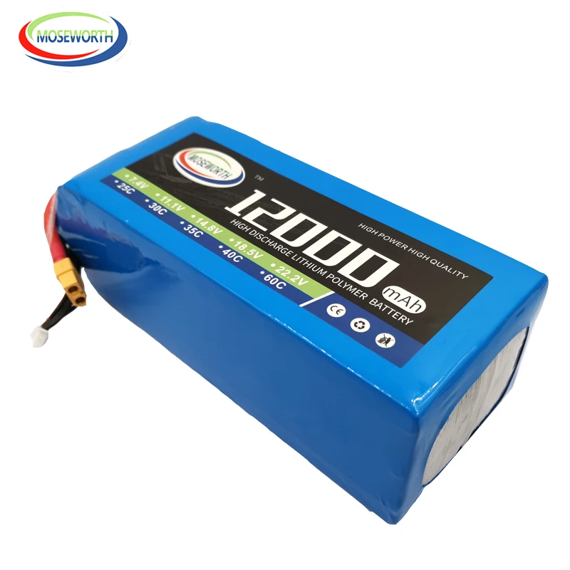 China Customized 22.2V 12000mAh 40C 6S1P RC Lipo Battery Packs for For Agricultural Uav