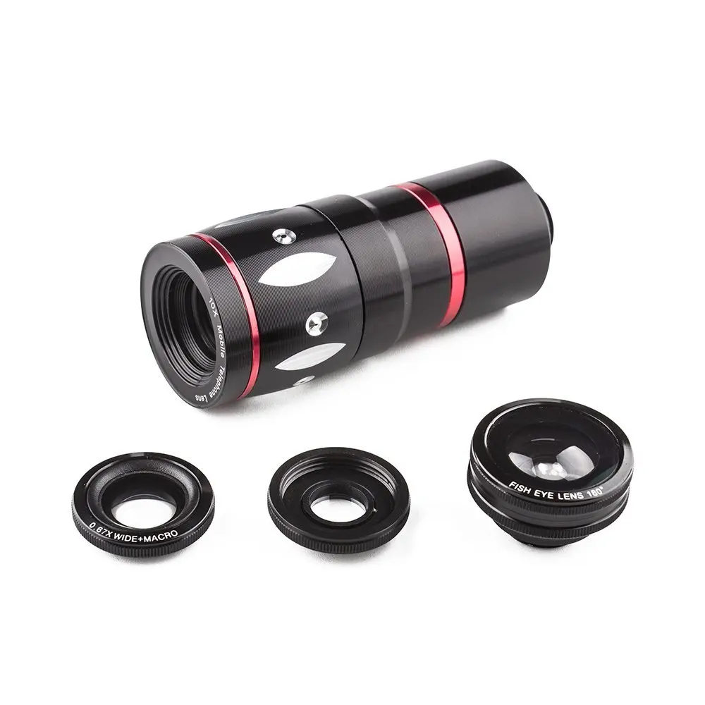 Phone Camera Lens Kit Telephoto Lens + Fisheye + Wide Angle + Macro Lens, 4 in 1 Professional HD Cell Phone Lenses
