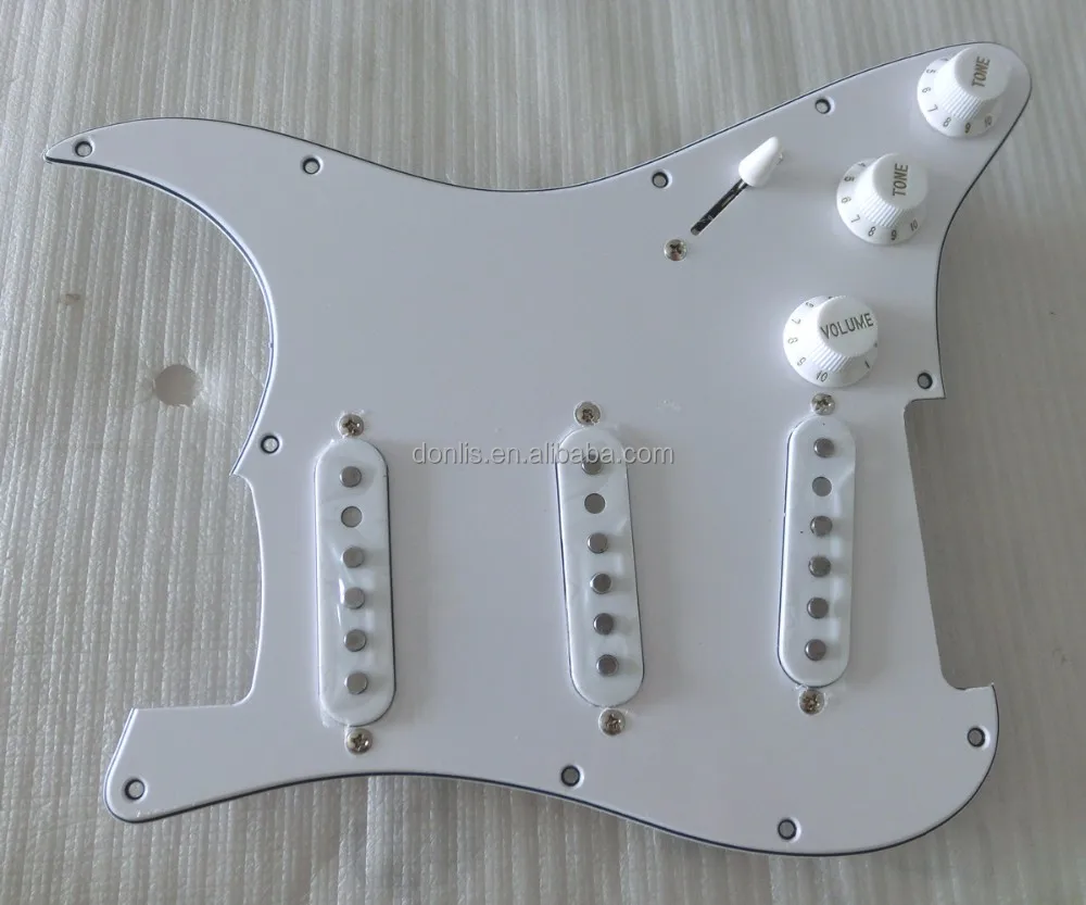 Electric guitar DIY pickguard for sale SSS Prewired white Pickguard Assembly 5 Way Switch for ST Electric Guitar