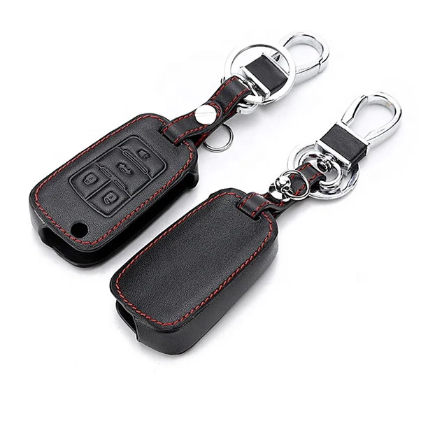 Leather Car Key Case For Opel Antara Chevrolet Captiva Folding Remote Fob Shell Cover Keychain Protector Bag Auto Accessories