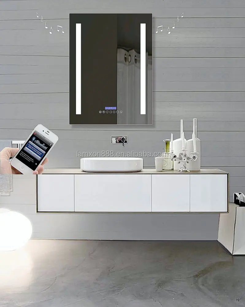 
Best-Selling LED Bathroom Mirror with bluetooth and FM radio function for modern hotel bathroom 