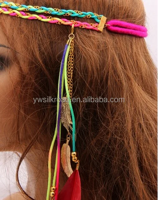 New Fashion Bohemia Style Weaving Feather Tassel Hair Band Hippie Women Headwear Hairband