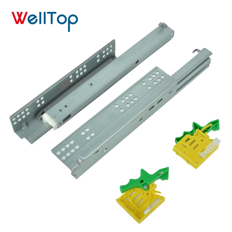 Furniture Hardware Undermount Concealed Drawer Rail Slide 15.009 Telescopic Push Open Metal