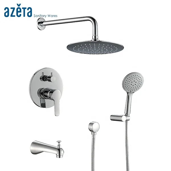Rainfall Head Handheld Shower Brass Wall Mounted Hidden Concealed Bathroom Bath Shower Mixer Set