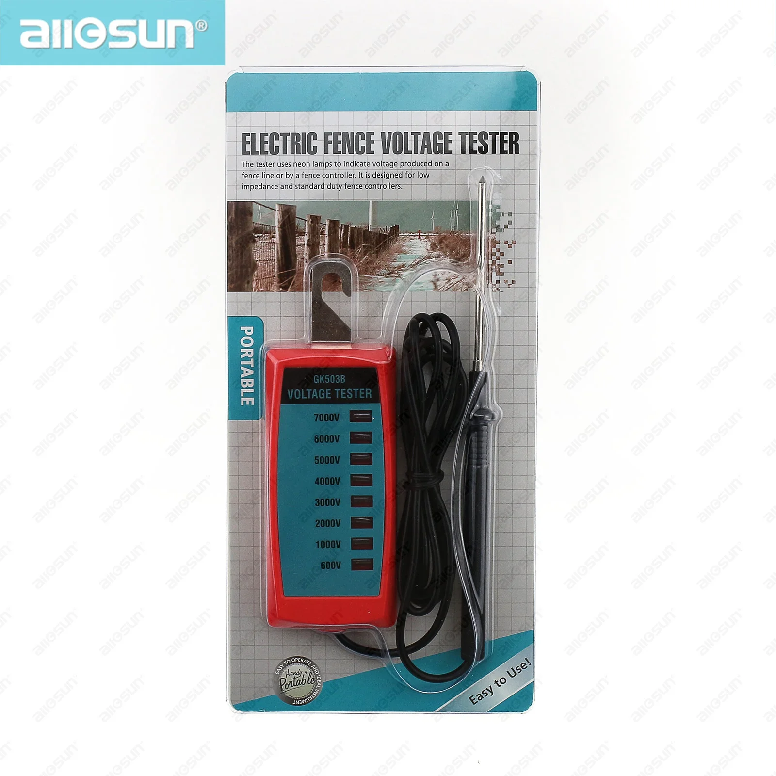 Electric Fence Voltage Tester 600V to 7000V Fence Controllers Neon Lamps No Battery Voltage Detector Pocket Size all-sun GK503B
