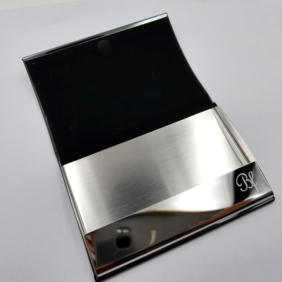 pu leather men metal business card holder with gift box