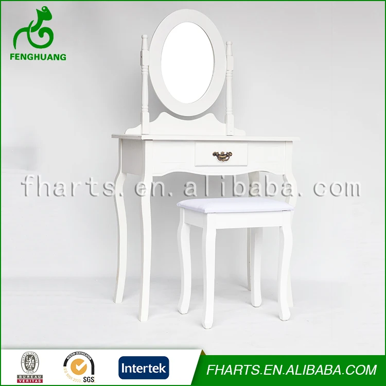 Modern Large White Stand Cosmetic Mirror Dresser
