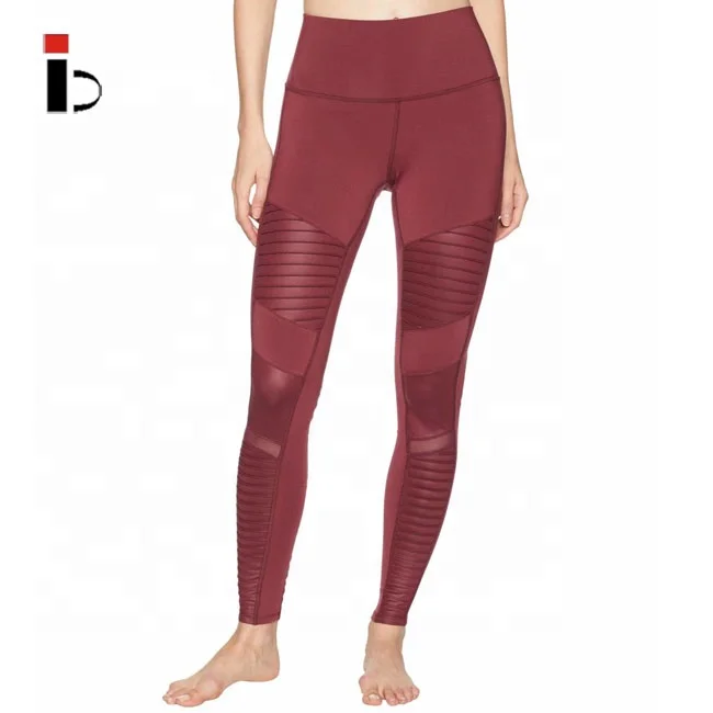 2024 New design high waist moto women sports glossy yoga pants sweat suits women
