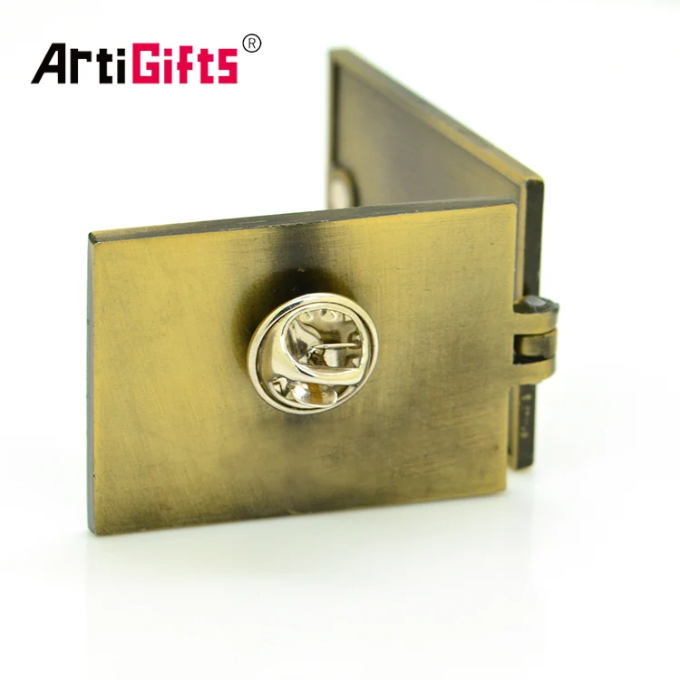 China Crafts Manufacturer Promotion Engraved Bronze Badges Embossed Custom Logo Metal Brass Lapel Pin Badge Hinged Enamel Pin