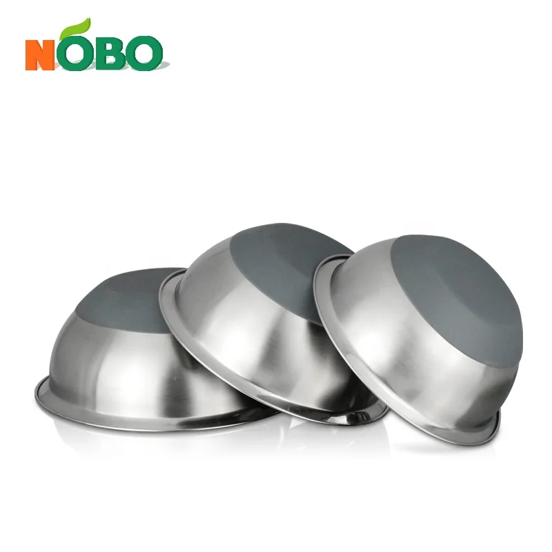 Multi-purpose Cooking Food Preparation Baking Mixing Salad Customized Stainless Steel Bowl with Rubber Bottom