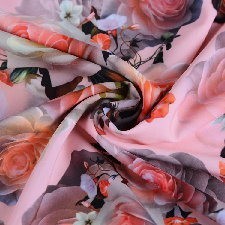 
Super soft minky digital print flower design breathable stretch fabric for women garment 