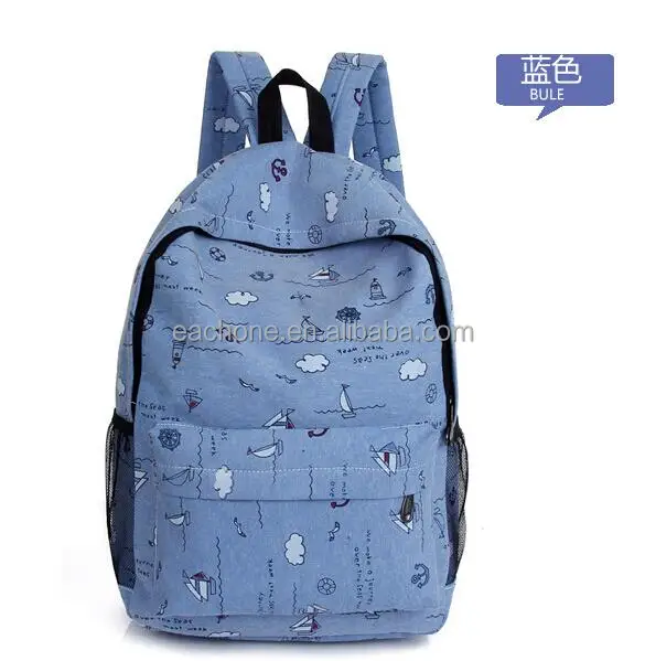 
canvas all over printing backpack school bag girl 