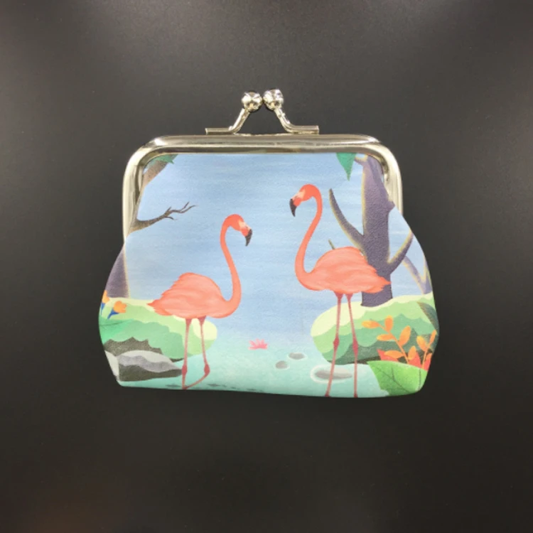 
Wholesale Fashion PU Logo Printed Flamingo Mini Coin Purse 