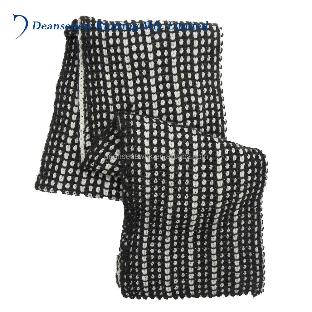2024  factory  manufacture Fashion high quality  scarf 60% Cotton 30% Nylon 10% Lambswool 2-Tone Texture Knitted Scarf Muffler