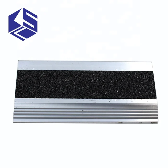 Black carborundum insert non slip outdoor stair step nosing